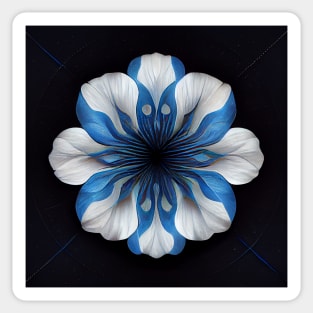 psychedelic flower, blue and white 04 Sticker